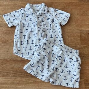 Janie and Jack Blue Anchor Print Kids Set